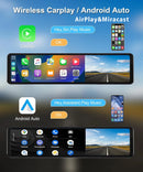 4K 11.26" Car DVR Dash Cam with CarPlay, Android Auto, GPS, WiFi, BT, FM, Rearview Mirror Recorder - Tech Trove