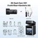Baseus VD1 3K Dash Cam – Front & Rear, HD, GPS, Galileo, Supercapacitor, 24H Parking Support - Tech Trove