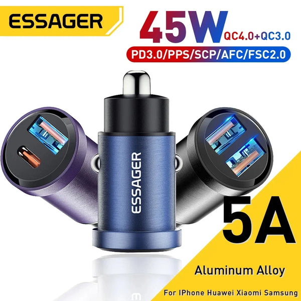 Essager 30W USB Fast Car Charger PD 3.0 USB Type C for IPhone & Android