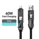 PZOZ 60W Fast charging Cable for Iphone/Type C/USB