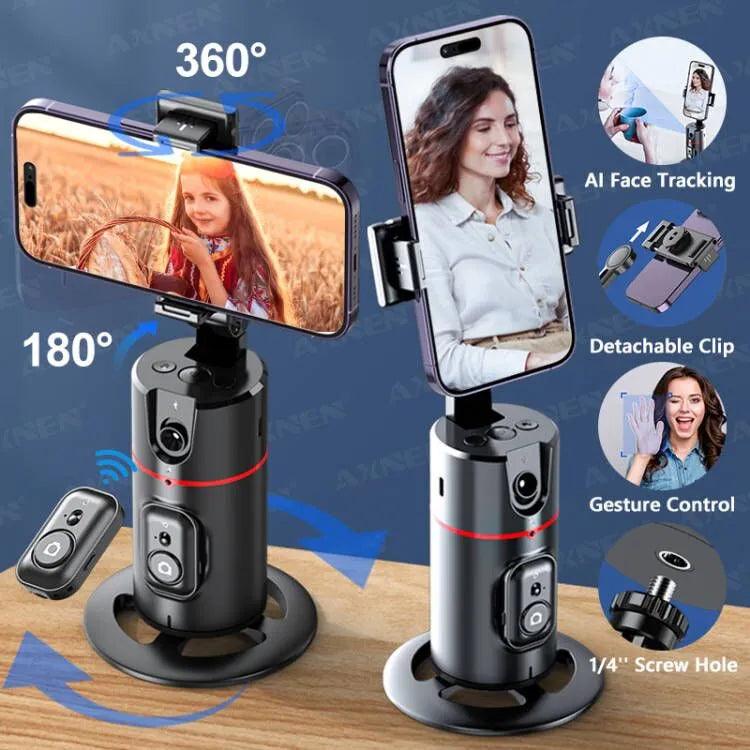 360 Rotation Gimbal Stabilizer, Follow-up Selfie Desktop Face Tracking Gimbal for Tiktok Smartphone Live, with Remote Shutter - Tech Trove