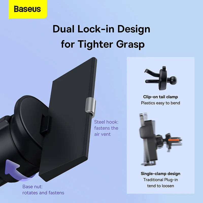 Baseus Gravity Car Phone Holder Air Vent Universal for iPhone Redmi Note 7 Smartphone Car Support Clip Mount Holder Stand - Tech Trove