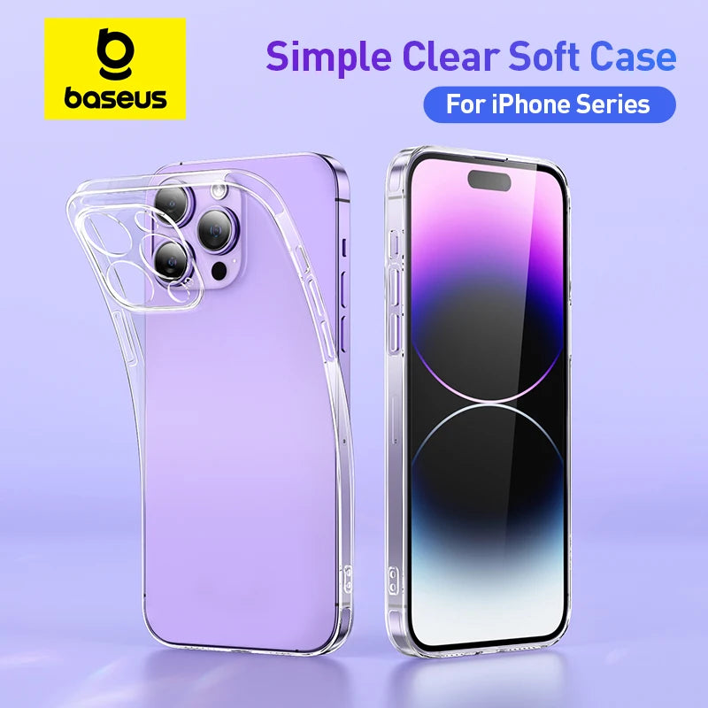 Baseus Clear Case for iPhone 15 Pro 14 13 12 11 Pro Max Plus Soft TPU Case for iPhone XS Max X XR Cover Transparent Phone Case - Tech Trove