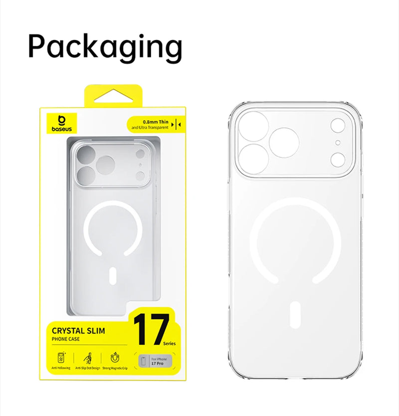 Baseus Magnetic Case for iPhone 17 Slim Thin Wireless Charging Magnetic for Magsafe Case Clear Cover Anti-Yellowing - Tech Trove