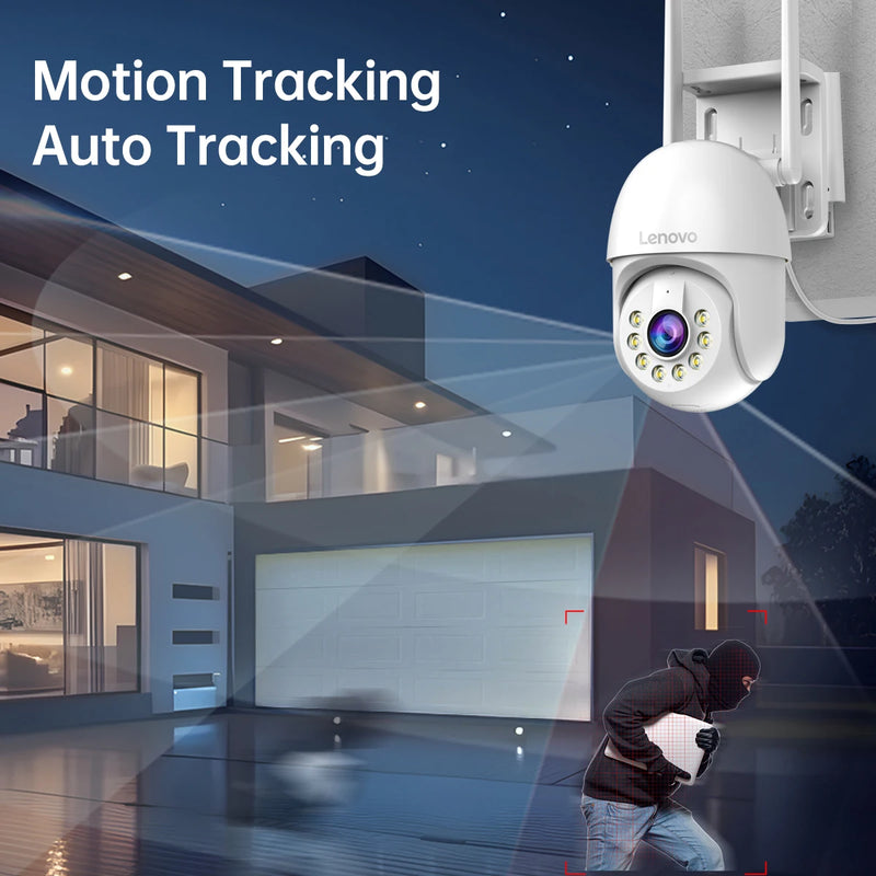 Lenovo 5MP Smart WiFi Outdoor PTZ Camera – 5x Zoom, Auto-Tracking, ONVIF, CCTV IP Security Camera.