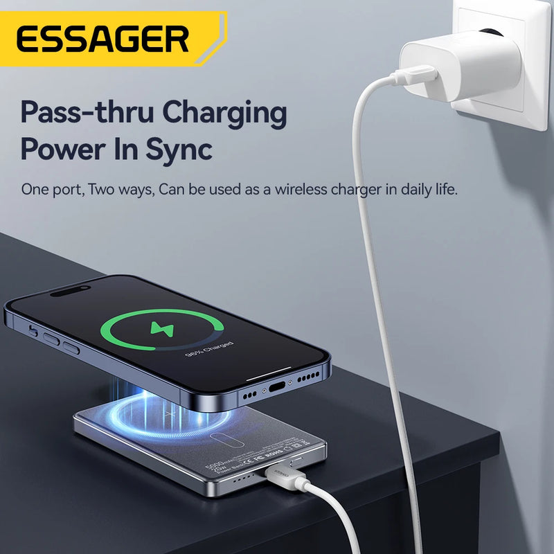 Essager Thin Wireless Power Bank 5000mAh Magnetic 20W Fast Charging Magsafe For iPhone