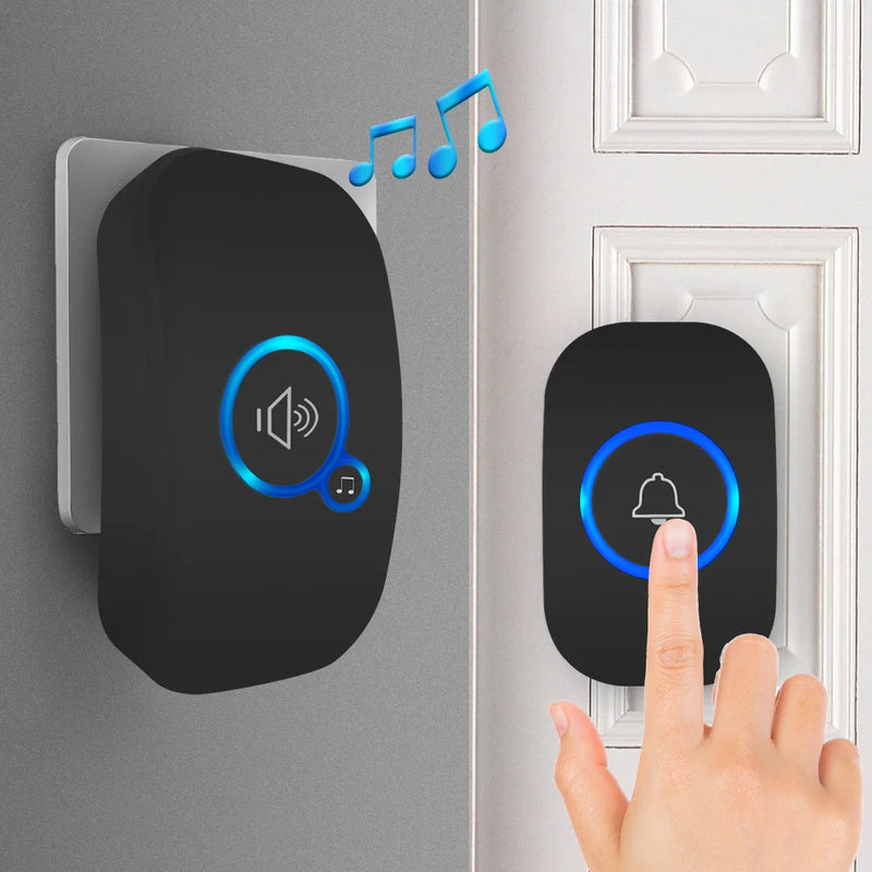 Waterproof Wireless Doorbell Kit with Push Button and Plug-in Chime