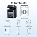 Baseus VD1 3K Dash Cam – Front & Rear, HD, GPS, Galileo, Supercapacitor, 24H Parking Support - Tech Trove