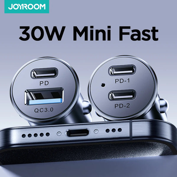 Joyroom 30W Metal USB C Fast Car Charger Adapter PD QC3.0 for iPhone & Android