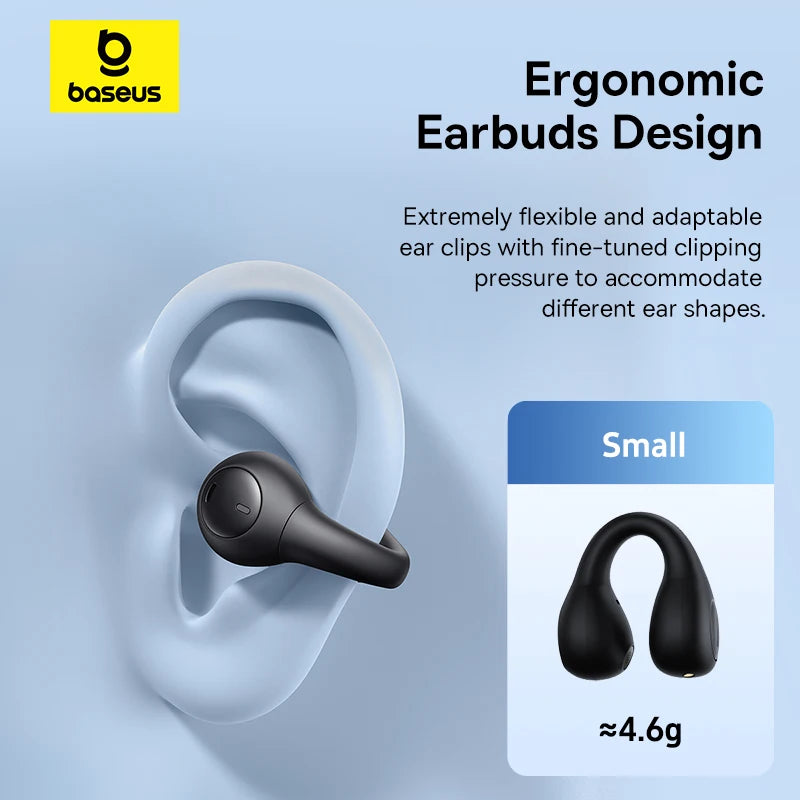 Baseus AirGo AS01 Wireless Ear Clip Earphones with Bluetooth 5.3, 2-Mic ENC, HD Call Noise Reduction, and Sports Earbuds