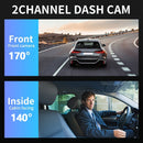 1080P WiFi Dual Dash Cam (Front & Inside) with IR Night Vision, Loop Recording, Wide Angle - Tech Trove