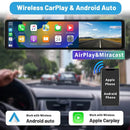 4K 11.26" Car DVR Dash Cam with CarPlay, Android Auto, GPS, WiFi, BT, FM, Rearview Mirror Recorder - Tech Trove