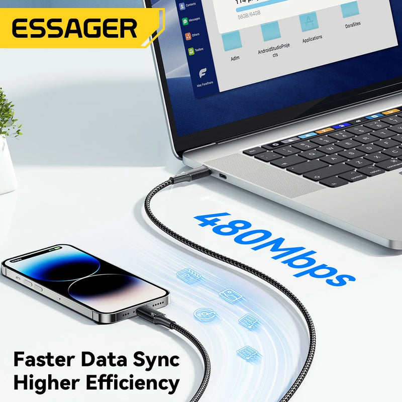 Essager 29W Fast Charging Type C Cable For iPhone, iPad, Macbook Wire