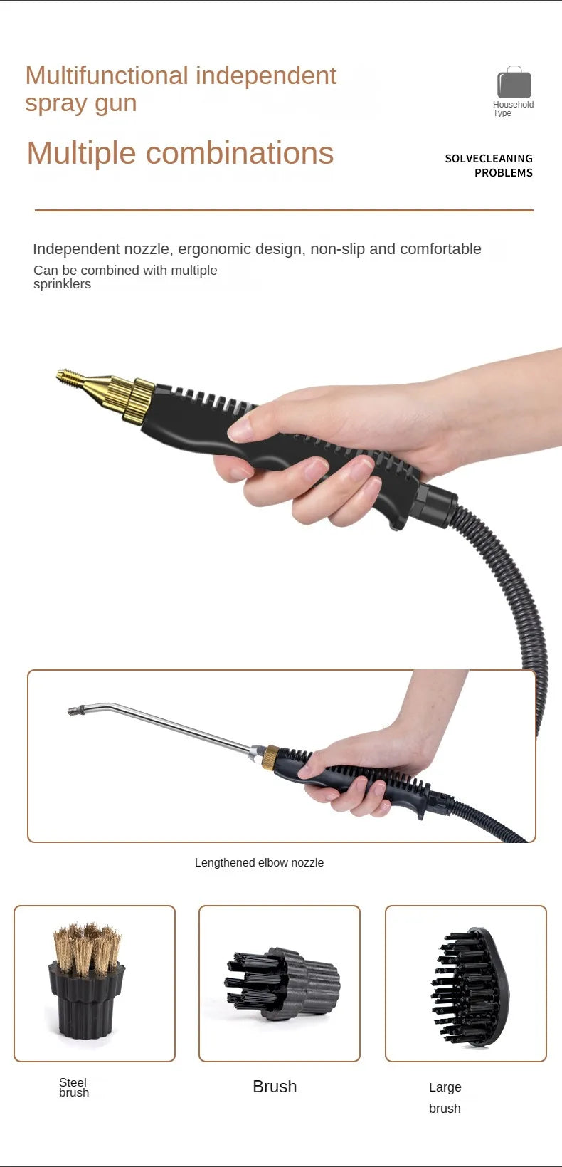 High-Temp Steam Cleaner for Home, Car, AC & Kitchen Hood (110V US / 220V EU Plug) - Tech Trove