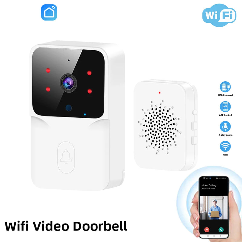 Wireless Smart Video Doorbell – 2.4G WiFi, 2-Way Audio, Night Vision, Battery-Powered Home Security