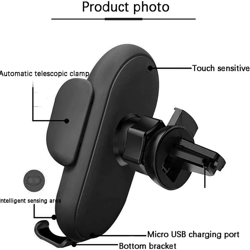 100W Wireless Car Charger and Phone Holder for iPhone with Intelligent Infrared Detection