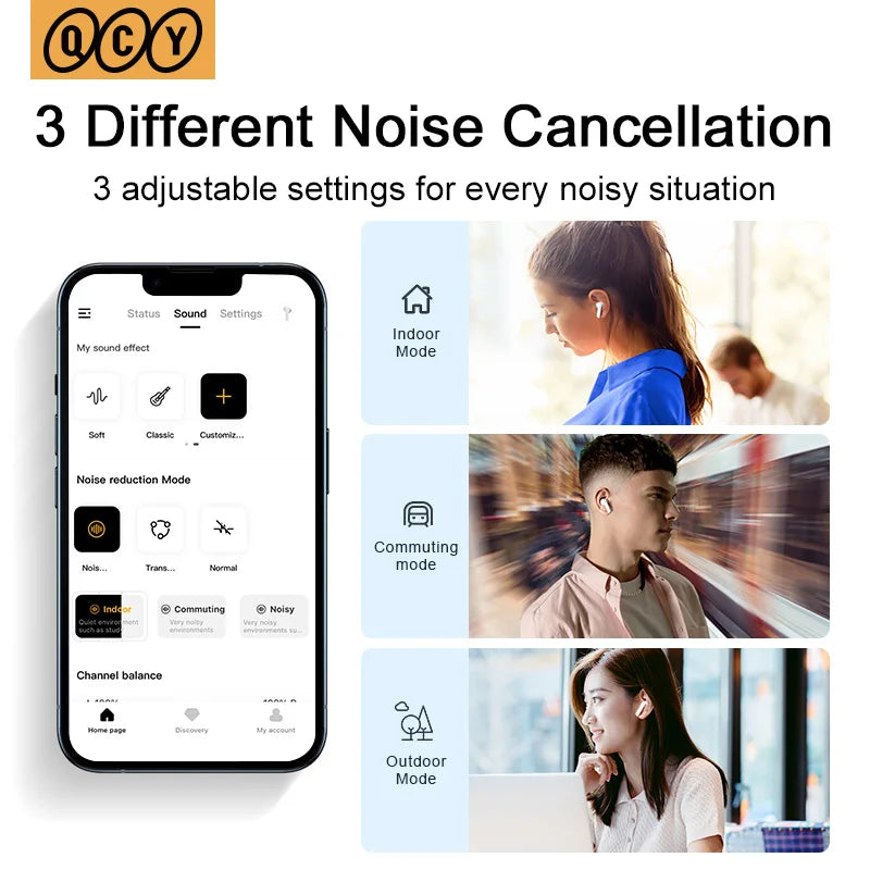 QCY HT05 ANC Wireless Earphone 40dB Noise Cancelling Bluetooth 5.2 Headphone