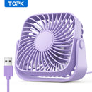 4" USB Mini Portable Desk Fan 3-Speed Quiet Personal Cooling Fan 360° Adjustable
