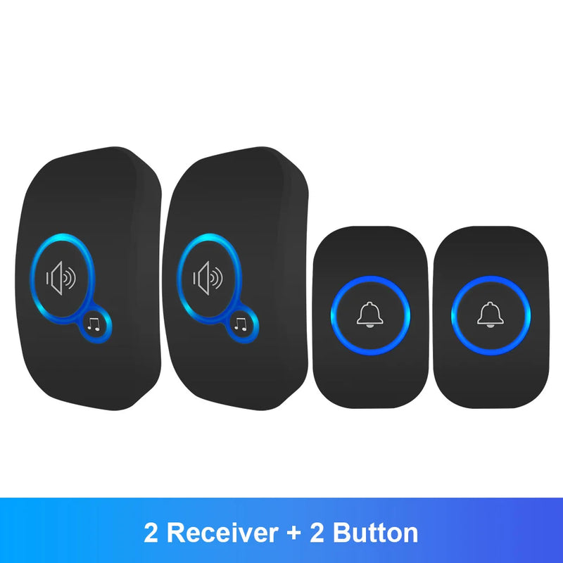 Waterproof Wireless Doorbell Kit with Push Button and Plug-in Chime