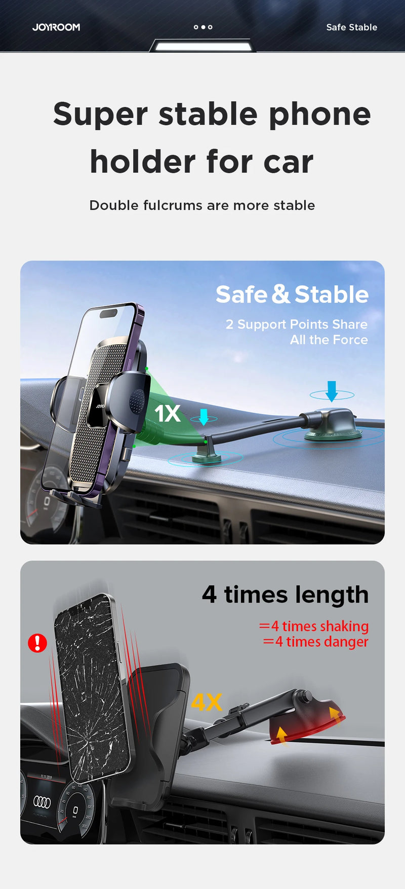 Joyroom JR-ZS259 360° Car Phone Mount – Universal, Hands-Free, Long Arm - Tech Trove