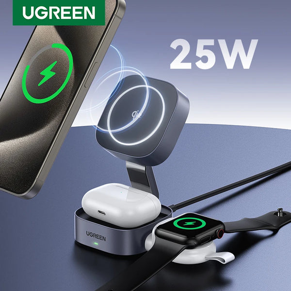 UGREEN Qi2 25W For Magsafe Magnetic Wireless Fast Charger Stand 2-in-1 For iPhone