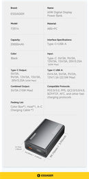 Essager Power Bank 20000mAh Portable PD 65W Fast Charging