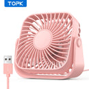 4" USB Mini Portable Desk Fan 3-Speed Quiet Personal Cooling Fan 360° Adjustable