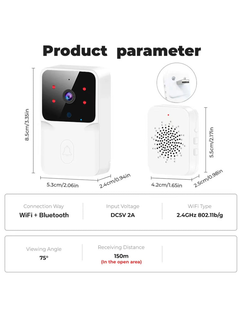 Rechargeable HD doorbell with night vision and low-power Wi-Fi video link