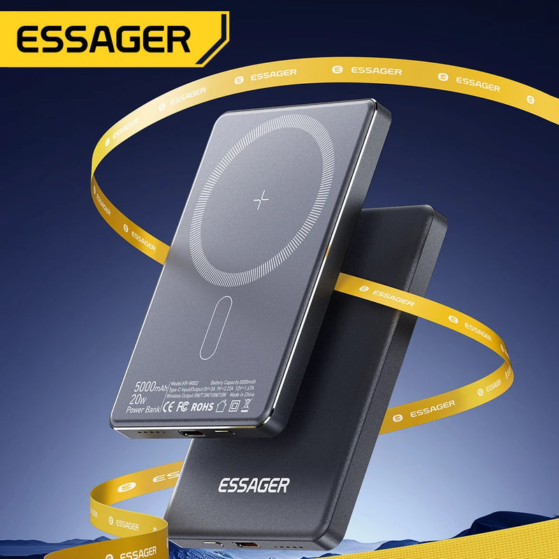 Essager Thin Wireless Power Bank 5000mAh Magnetic 20W Fast Charging Magsafe For iPhone