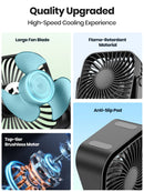 4" USB Mini Portable Desk Fan 3-Speed Quiet Personal Cooling Fan 360° Adjustable