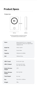 Baseus 10,000mAh Magnetic Power Bank, 27W PD Output, 15W Wireless Charging
