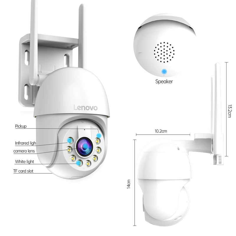 Lenovo 5MP Smart WiFi Outdoor PTZ Camera – 5x Zoom, Auto-Tracking, ONVIF, CCTV IP Security Camera.