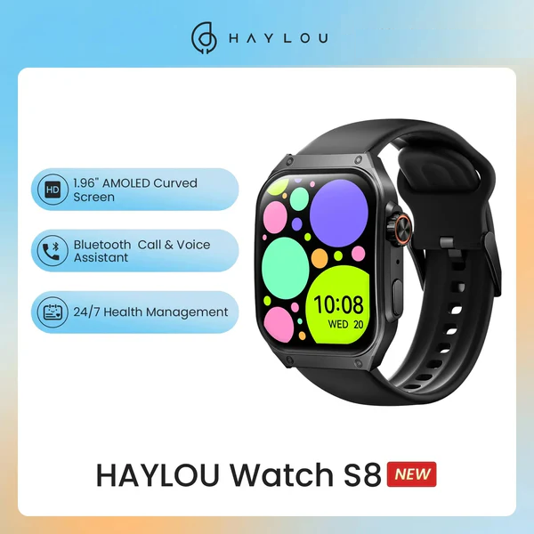 HAYLOU Watch S8 Smartwatch 1.96'' AMOLED Curved Screen with AI Voice Assistant