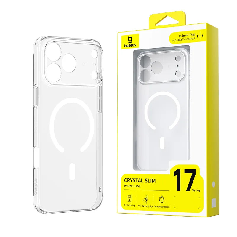 Baseus Magnetic Case for iPhone 17 Slim Thin Wireless Charging Magnetic for Magsafe Case Clear Cover Anti-Yellowing - Tech Trove