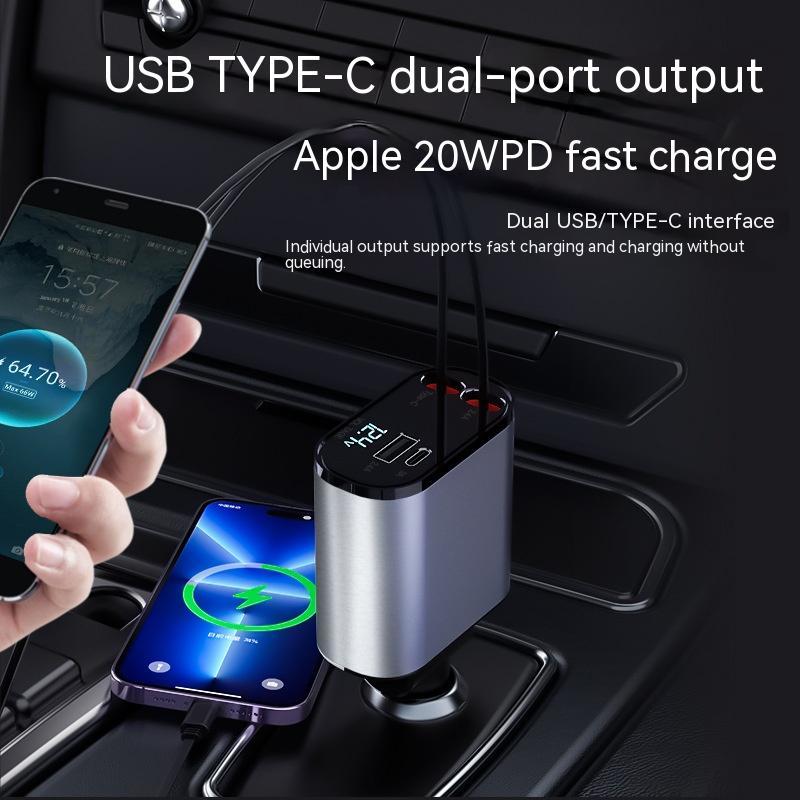 Metal Car Charger 100W Super Fast Charging USB And TYPE-C Adapter - Tech Trove