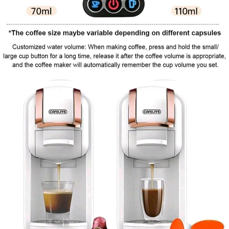 CAFELFFE Coffee Maker 4-In-1 Capsule Coffee Machine 19 Bar Fully Automatic Small Size Household 0.6L Removable Water Tank Compatible With Universal 1450W Coffee Capsules - Tech Trove