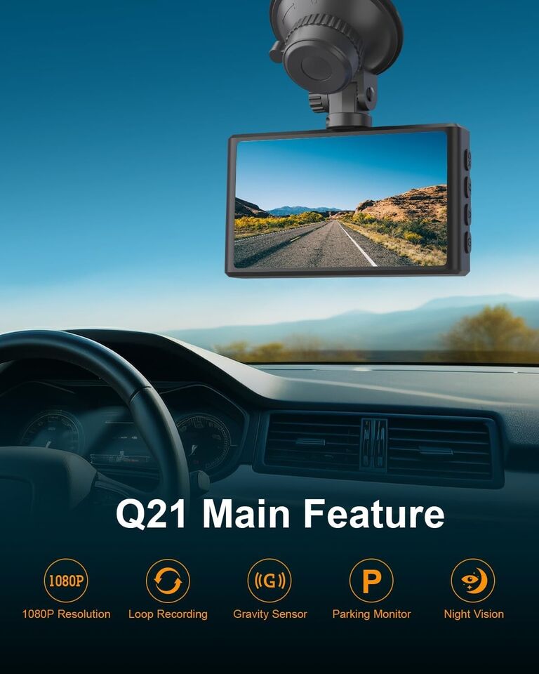 Webeqer 1080P FHD Dash Cam: Front-Facing with 3" IPS Screen, Includes Complimentary 64GB SD Card, 176°Wide Angle Car Camera, Features Loop Recording, Night Vision, G-Sensor, WDR, and Parking Monitor - Tech Trove