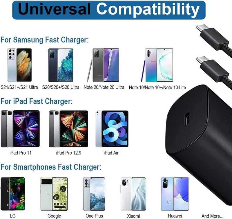 USB C Charger and Plug, 25W PD3.0 & PPS Wall Fast Charger with 2M Type C Fast Charging Cable Adaptor Compatible for Android & IOS having Type C Port Smartphone - Tech Trove