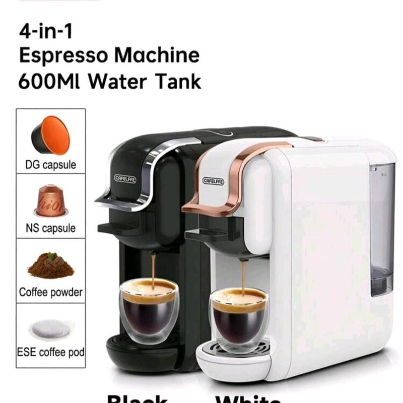 CAFELFFE Coffee Maker 4-In-1 Capsule Coffee Machine 19 Bar Fully Automatic Small Size Household 0.6L Removable Water Tank Compatible With Universal 1450W Coffee Capsules - Tech Trove