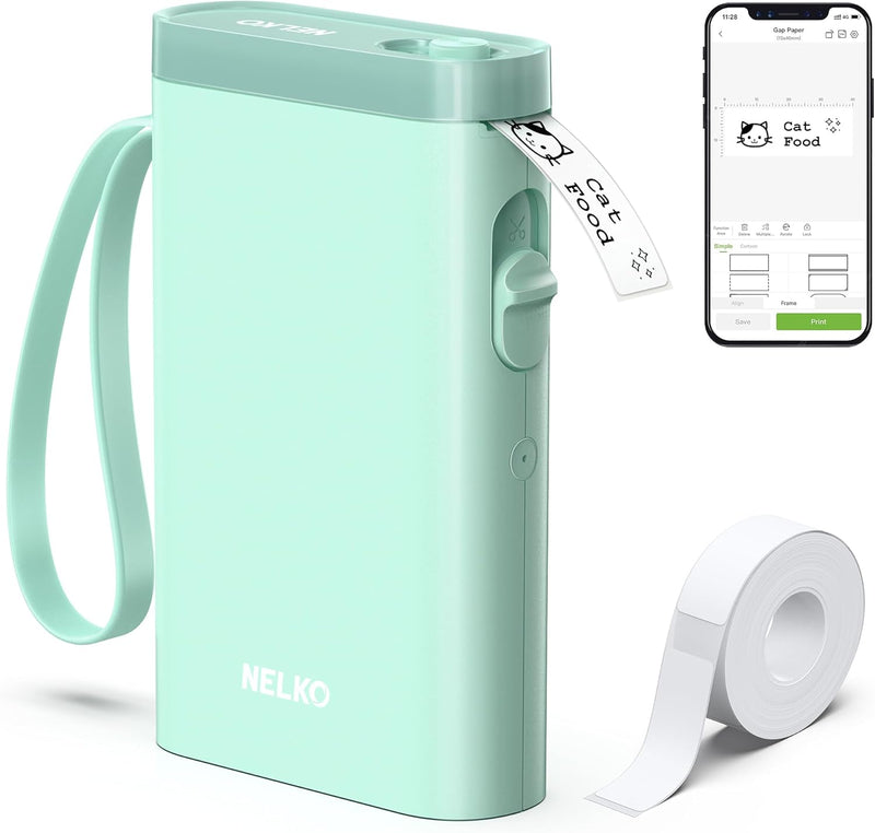 Nelko P21 Portable Bluetooth Label Maker with Tape, Wireless Handheld Mini Printer for Labels, Barcodes & Stickers – Ideal for Home, Office, and Storage Organization