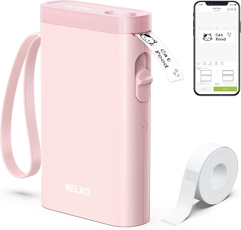 Nelko P21 Portable Bluetooth Label Maker with Tape, Wireless Handheld Mini Printer for Labels, Barcodes & Stickers – Ideal for Home, Office, and Storage Organization