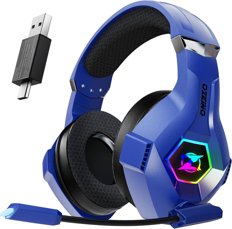 Stereo Surround Sound Gaming Headset with RGB Lighting & Adjustable Mic for PS4, PS5, PC, Xbox One, Laptop, and Mac