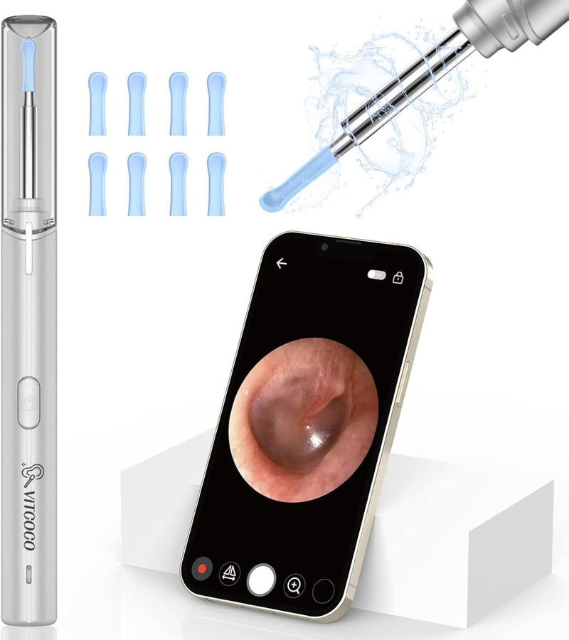 VITCOCO Ear Wax Removal Kit with 1920P FHD Camera, 3.9mm Waterproof Otoscope, and 8 Ear Spoons – Compatible with iPhone, iPad, and Android Devices